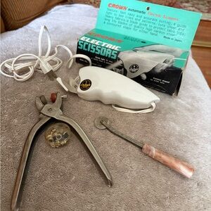 Electric Scissors, Button maker with different sizes & pattern marker.